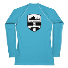 Load image into Gallery viewer, Savoie Paddle Club Women Rash Guard - aqua - BW logo