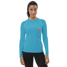 Load image into Gallery viewer, Savoie Paddle Club Women Rash Guard - aqua - RB logo