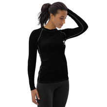 Load image into Gallery viewer, Savoie Paddle Club Women Rash Guard - black - BW logo