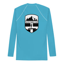 Load image into Gallery viewer, Savoie Paddle Club Men Rash Guard - aqua- BW logo
