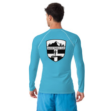 Load image into Gallery viewer, Savoie Paddle Club Men Rash Guard - aqua- BW logo
