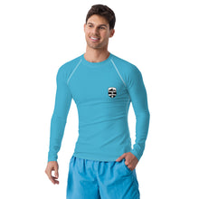 Load image into Gallery viewer, Savoie Paddle Club Men Rash Guard - aqua- BW logo
