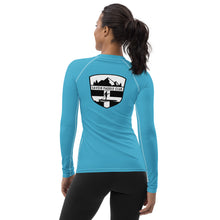 Load image into Gallery viewer, Savoie Paddle Club Women Rash Guard - aqua - BW logo
